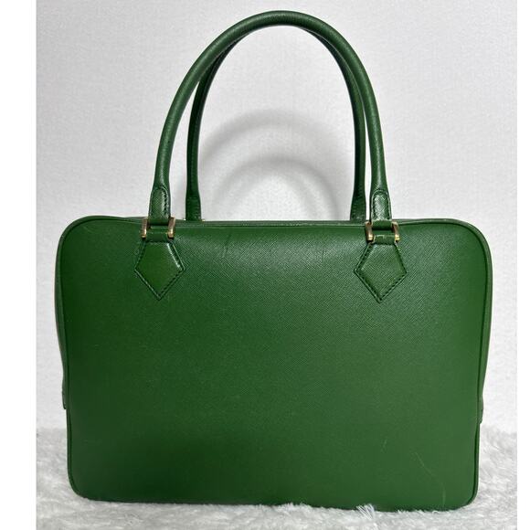Vintage Retro Foxey Green leather bag 2 top handles zip around closure - Picture 10 of 13